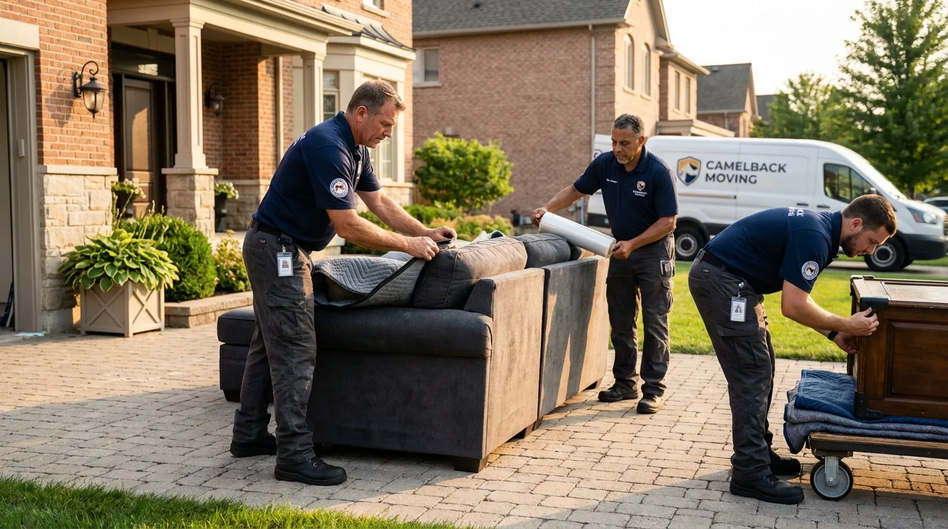 Large estate moving crew wrapping furniture in Citrus Heights, CA